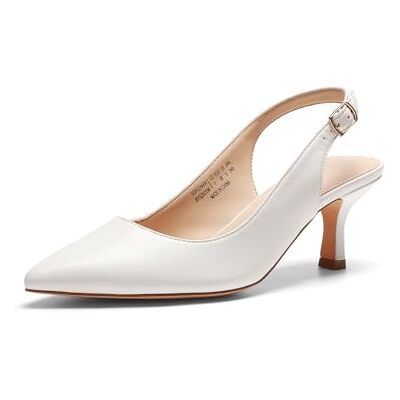 DREAM PAIRS Escarpins Femme avec Petits Talons Slingback Élégantes Chaussure à Talon Confortable et Classique,Size 38.5,Blanc-PU,SDPU2444W - Publicité DREAM PAIRS Escarpins Femme avec Petits Talons Slingback Élégantes Chaussure à Talon Confortable et Classique,Size 38.5,Blanc-PU,SDPU2444W - Publicité