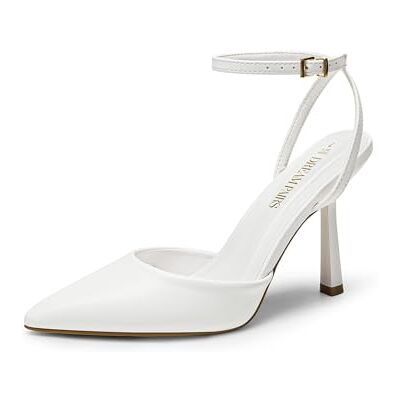 DREAM PAIRS Escarpins Femme Slingback Bout Pointu Talon Aiguille Chaussures à Talons Hauts Élégantes Bride Cheville Réglable, Escarpins Soirée Mariage Bureau Été,Size 41,Blanc-PU - Publicité DREAM PAIRS Escarpins Femme Slingback Bout Pointu Talon Aiguille Chaussures à Talons Hauts Élégantes Bride Cheville Réglable, Escarpins Soirée Mariage Bureau Été,Size 41,Blanc-PU - Publicité