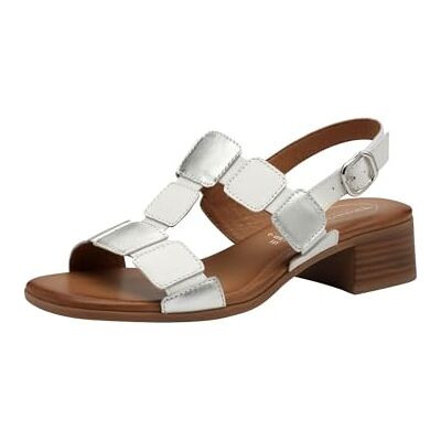 Tamaris Comfort sandales femme à talon cuir avec bride réglable, White/Silver, 38 EU - Publicité Tamaris Comfort sandales femme à talon cuir avec bride réglable, White/Silver, 38 EU - Publicité