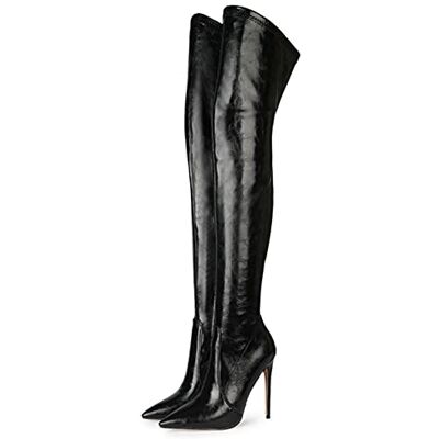 BeAUZQ Femmes Bout Pointu Talons Aiguilles Bottes Noir sur Les Bottes au Genou Automne Hiver sans Lacet Bottes Longues Chaussures Grande Taille 34-45,Noir,41 EU - Publicité BeAUZQ Femmes Bout Pointu Talons Aiguilles Bottes Noir sur Les Bottes au Genou Automne Hiver sans Lacet Bottes Longues Chaussures Grande Taille 34-45,Noir,41 EU - Publicité