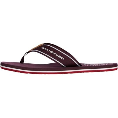 Tommy Hilfiger Tongs Homme Beach Sandal Bride Large, Rouge (Deep Burgundy), 40 - Publicité Tommy Hilfiger Tongs Homme Beach Sandal Bride Large, Rouge (Deep Burgundy), 40 - Publicité
