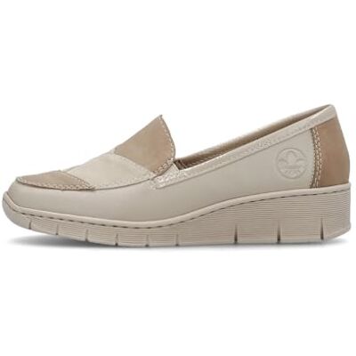 Rieker 53785 Doris Keilabsatz Leder Schlupfschuhe, Beige, 40 EU - Publicité Rieker 53785 Doris Keilabsatz Leder Schlupfschuhe, Beige, 40 EU - Publicité