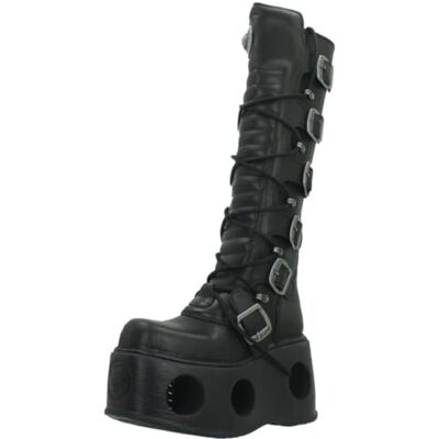 New Rock Bottes Gothiques Montantes en Cuir Noir Métallisé M-272-S2 Neptuno - Publicité New Rock Bottes Gothiques Montantes en Cuir Noir Métallisé M-272-S2 Neptuno - Publicité