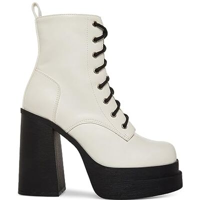Madden Girl Bottes de combat et à lacets en similicuir pour femme, Pari blanc, 38.5 EU - Publicité Madden Girl Bottes de combat et à lacets en similicuir pour femme, Pari blanc, 38.5 EU - Publicité