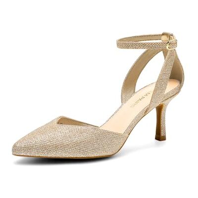 DREAM PAIRS Escarpins à bout fermé pointu avec sangle de cheville et talon aiguille pour femme pour fête de mariage, Paillettes dorées., 41 EU - Publicité DREAM PAIRS Escarpins à bout fermé pointu avec sangle de cheville et talon aiguille pour femme pour fête de mariage, Paillettes dorées., 41 EU - Publicité
