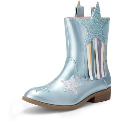 DREAM PAIRS Bottes de combat d'équitation pour filles mi-mollet, bleu, 25 EU - Publicité DREAM PAIRS Bottes de combat d'équitation pour filles mi-mollet, bleu, 25 EU - Publicité