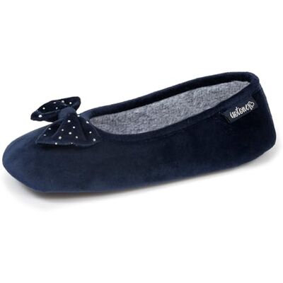 Isotoner Chaussons extra-light pantoufles Ballerines femme microvelours, semelle antidérapante, 39/40, marine - Publicité Isotoner Chaussons extra-light pantoufles Ballerines femme microvelours, semelle antidérapante, 39/40, marine - Publicité