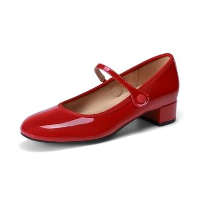 DREAM PAIRS Escarpins Mary Jane Femme Petit Talon Confortable Chaussures Habillées Femme Bride Ajustable Bureau Quotidien,Size 37,Rouge,SDPU26008W - Publicité DREAM PAIRS Escarpins Mary Jane Femme Petit Talon Confortable Chaussures Habillées Femme Bride Ajustable Bureau Quotidien,Size 37,Rouge,SDPU26008W - Publicité