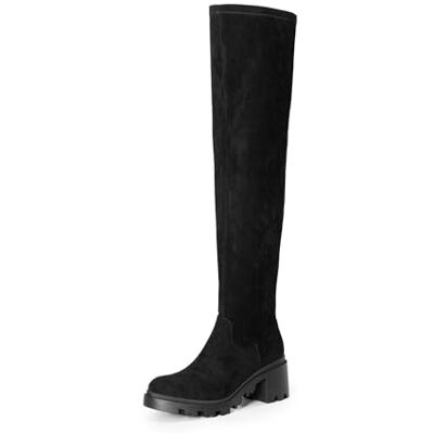 DREAM PAIRS Bottes Hautes à Talon pour Femmes Tendance Bottes Au-Dessus du Genou Confortable,Size 40.5,Suède-Noir,SDOB2406W - Publicité DREAM PAIRS Bottes Hautes à Talon pour Femmes Tendance Bottes Au-Dessus du Genou Confortable,Size 40.5,Suède-Noir,SDOB2406W - Publicité