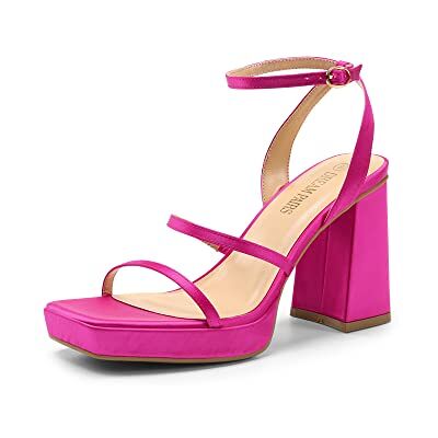 DREAM PAIRS Y2K Sandales carrées à lanières et bout ouvert avec sangle de cheville pour femme, rose vif, 40 EU - Publicité DREAM PAIRS Y2K Sandales carrées à lanières et bout ouvert avec sangle de cheville pour femme, rose vif, 40 EU - Publicité