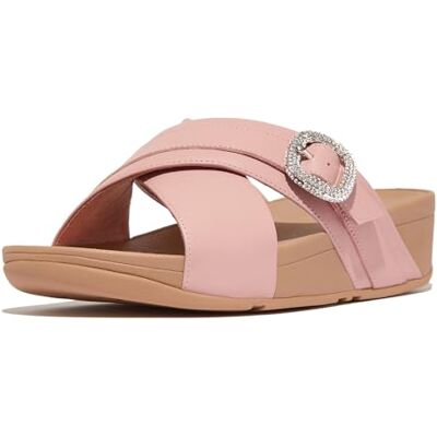 Fitflop LULU Sandales croisées en cuir avec boucle en cristal pour femme, rose poudré, pointure 39 - Publicité Fitflop LULU Sandales croisées en cuir avec boucle en cristal pour femme, rose poudré, pointure 39 - Publicité