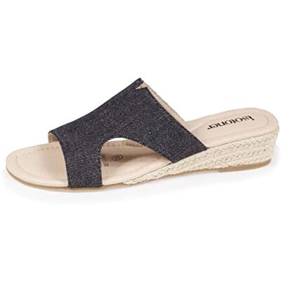 Isotoner Mules Claquettes Femme Confort compensée, 40, Noir - Publicité Isotoner Mules Claquettes Femme Confort compensée, 40, Noir - Publicité