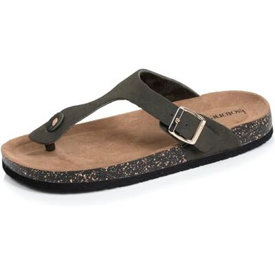 Isotoner Sandales femme à simple bride tong kaki, semelle intérieur patch talon ultra confortables, 40, kaki - Publicité Isotoner Sandales femme à simple bride tong kaki, semelle intérieur patch talon ultra confortables, 40, kaki - Publicité