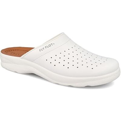 Fly Flot Chaussons d'hiver pour femme, fabriqué en Italie, anti-choc, semelle en cuir véritable, logo strass, Blanc, 44 EU - Publicité Fly Flot Chaussons d'hiver pour femme, fabriqué en Italie, anti-choc, semelle en cuir véritable, logo strass, Blanc, 44 EU - Publicité