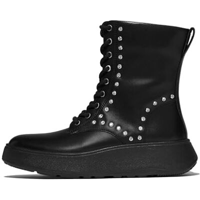 Fitflop F-Mode Bottines à lacets en cuir avec bordure en strass pour femme, Noir, 42 EU - Publicité Fitflop F-Mode Bottines à lacets en cuir avec bordure en strass pour femme, Noir, 42 EU - Publicité