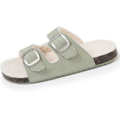Isotoner Chaussons pantoufles Mules ouvertes femme ultra confortables, en cuir, 39, vert d'eau - Publicité Isotoner Chaussons pantoufles Mules ouvertes femme ultra confortables, en cuir, 39, vert d'eau - Publicité
