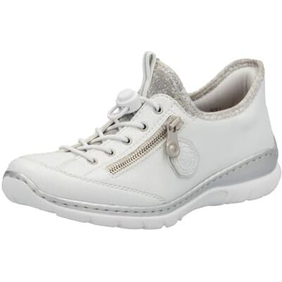 Rieker Baskets Running Blanc à Semelle Blanche et à Talon compensé Bas avec Slip-on - Publicité Rieker Baskets Running Blanc à Semelle Blanche et à Talon compensé Bas avec Slip-on - Publicité