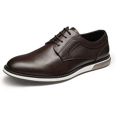 Bruno Marc Chaussures Oxford à bout uni pour homme, marron foncé, 47 EU - Publicité Bruno Marc Chaussures Oxford à bout uni pour homme, marron foncé, 47 EU - Publicité