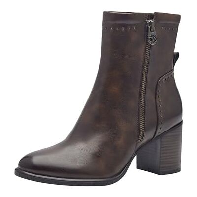 MARCO TOZZI by Guido Maria Kretschmer Bottines à talon pour femme en cuir synthétique avec fermeture éclair, Café antique., 39 EU - Publicité MARCO TOZZI by Guido Maria Kretschmer Bottines à talon pour femme en cuir synthétique avec fermeture éclair, Café antique., 39 EU - Publicité