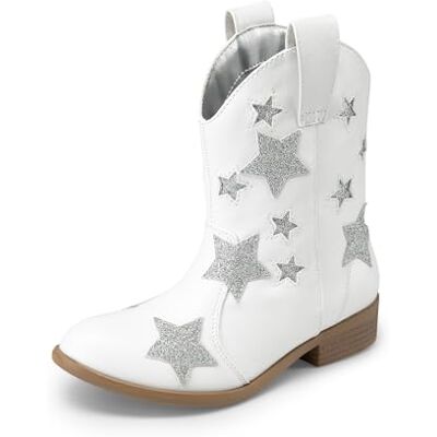 DREAM PAIRS Bottes de cowgirl western mi-mollet pour filles, blanc, 36 2/3 EU - Publicité DREAM PAIRS Bottes de cowgirl western mi-mollet pour filles, blanc, 36 2/3 EU - Publicité