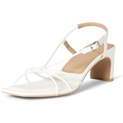 Amazon Essentials Sandales à Talons Carrés et à Lanières Femme, Similicuir Blanc, 38.5 EU - Publicité Amazon Essentials Sandales à Talons Carrés et à Lanières Femme, Similicuir Blanc, 38.5 EU - Publicité