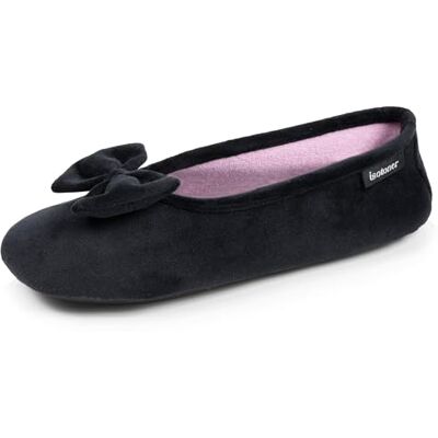 Isotoner Chaussons pantoufles Ballerines femme velours semelle ultra souple mousse à mémoire forme, 41/42, noir - Publicité Isotoner Chaussons pantoufles Ballerines femme velours semelle ultra souple mousse à mémoire forme, 41/42, noir - Publicité