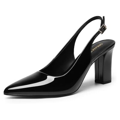 DREAM PAIRS Escarpins Femme Slingback Bout Pointu Talon Carré Chaussures à Talon Bloc Confortables Chaussures de Bureau Élégantes pour Travail et Tenue Habillée,Size 41,Noir-Pat,SDPU26013W - Publicité DREAM PAIRS Escarpins Femme Slingback Bout Pointu Talon Carré Chaussures à Talon Bloc Confortables Chaussures de Bureau Élégantes pour Travail et Tenue Habillée,Size 41,Noir-Pat,SDPU26013W - Publicité