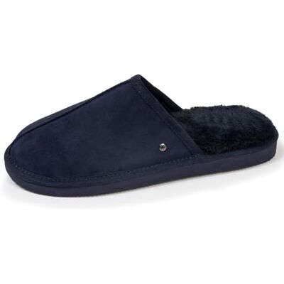Isotoner Chaussons pantoufles Mules homme en cuir et interieur ultra doux en fausse fourrure, 42, marine - Publicité Isotoner Chaussons pantoufles Mules homme en cuir et interieur ultra doux en fausse fourrure, 42, marine - Publicité