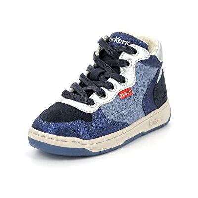 Kickers Kicklax, Sneakers Hautes Fille, Marine Bleu Leopard, 26 - Publicité Kickers Kicklax, Sneakers Hautes Fille, Marine Bleu Leopard, 26 - Publicité