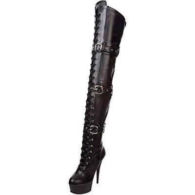 Pleaser Delight-3028, Bottes non doublées arrivant au dessus du genou femme , Noir (Blk Str Faux Leather/Blk Matte)) , 38 EU (5 UK) - Publicité Pleaser Delight-3028, Bottes non doublées arrivant au dessus du genou femme , Noir (Blk Str Faux Leather/Blk Matte)) , 38 EU (5 UK) - Publicité