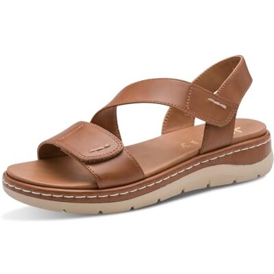 Jana Femme Softline Leather Wedge/Plat Sand Sandale, Cognac, 39 EU - Publicité Jana Femme Softline Leather Wedge/Plat Sand Sandale, Cognac, 39 EU - Publicité