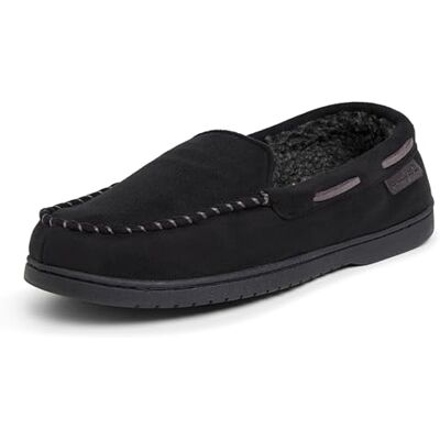 Dearfoams Mocassin avec points blancs, Mule Homme, Noir, Large Ancho - Publicité Dearfoams Mocassin avec points blancs, Mule Homme, Noir, Large Ancho - Publicité