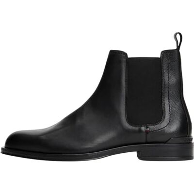 Tommy Hilfiger Bottines Chelsea Homme Corporate Cuir, Noir (Black), 41 - Publicité Tommy Hilfiger Bottines Chelsea Homme Corporate Cuir, Noir (Black), 41 - Publicité