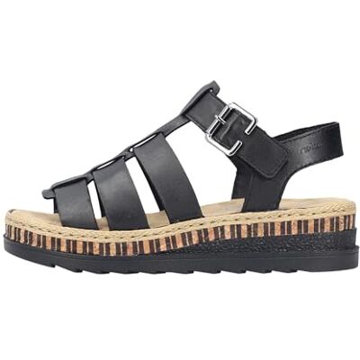 Rieker Sandales cuir talon compensé bas - Publicité Rieker Sandales cuir talon compensé bas - Publicité