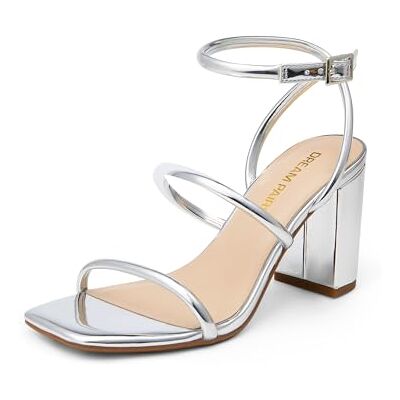 DREAM PAIRS Sandales à talons pour femme, Argenté, 40.5 EU - Publicité DREAM PAIRS Sandales à talons pour femme, Argenté, 40.5 EU - Publicité