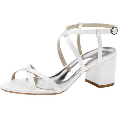 SHUTUP.DANCE Sandales à talon carré de 6 cm à talons carrés à bout ouvert en satin pour femme Chaussures de mariage, de fête, de mariée, de soirée, à talons blocs Blanc 39 EU, blanc, 39 EU - Publicité SHUTUP.DANCE Sandales à talon carré de 6 cm à talons carrés à bout ouvert en satin pour femme Chaussures de mariage, de fête, de mariée, de soirée, à talons blocs Blanc 39 EU, blanc, 39 EU - Publicité