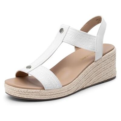 DREAM PAIRS Sandales Compensées Femme Espadrilles Confortables avec Soutien de la Voûte Plantaire, Semelle Amortissante, Bride Élastique, Style Décontracté Vacances Été,Size 40.5,Blanc - Publicité DREAM PAIRS Sandales Compensées Femme Espadrilles Confortables avec Soutien de la Voûte Plantaire, Semelle Amortissante, Bride Élastique, Style Décontracté Vacances Été,Size 40.5,Blanc - Publicité