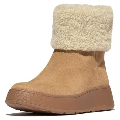 Fitflop F-Mode Bottines en daim avec fermeture éclair et col en peau de mouton pour femme, Beige sable, 37.5 EU - Publicité Fitflop F-Mode Bottines en daim avec fermeture éclair et col en peau de mouton pour femme, Beige sable, 37.5 EU - Publicité