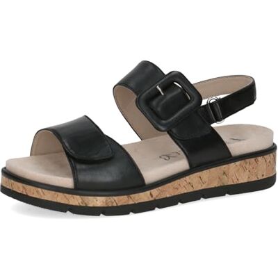 CAPRICE Sandales plates femme en cuir avec plateforme, Noir (Black Nappa), 38 EU - Publicité CAPRICE Sandales plates femme en cuir avec plateforme, Noir (Black Nappa), 38 EU - Publicité