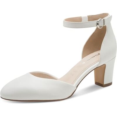 Tamaris Escarpins femme à talon bloc cuir blanc 38 EU - Publicité Tamaris Escarpins femme à talon bloc cuir blanc 38 EU - Publicité
