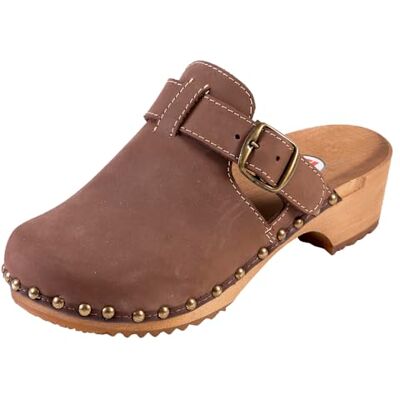 Buxa PE15 Sabot Femme Bois et Cuir Confortable Chaussures en Bois Hôpital Mules Femmes Sabots Orthopédiques (Brun, Système Taille Chaussures EU, Adulte, Femme, Numérique, Moyen, 38) - Publicité Buxa PE15 Sabot Femme Bois et Cuir Confortable Chaussures en Bois Hôpital Mules Femmes Sabots Orthopédiques (Brun, Système Taille Chaussures EU, Adulte, Femme, Numérique, Moyen, 38) - Publicité