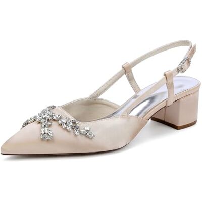 TNMIUH Chaussures de mariée en Satin pour Femmes Confortables Bout fermé Talon carré Bride arrière Strass Escarpins élégantes pour Mariage, fête, soirée, Robe,Champagne,39 EU - Publicité TNMIUH Chaussures de mariée en Satin pour Femmes Confortables Bout fermé Talon carré Bride arrière Strass Escarpins élégantes pour Mariage, fête, soirée, Robe,Champagne,39 EU - Publicité