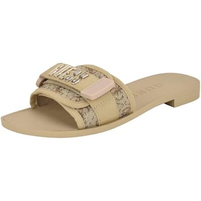 Guess Femme Elyze Sandale Plate, Logo doré/Marron 710, 39 EU - Publicité Guess Femme Elyze Sandale Plate, Logo doré/Marron 710, 39 EU - Publicité