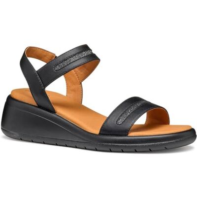 Geox D MELICONIA E, Sandale compensée Femme, Black, - Publicité Geox D MELICONIA E, Sandale compensée Femme, Black, - Publicité