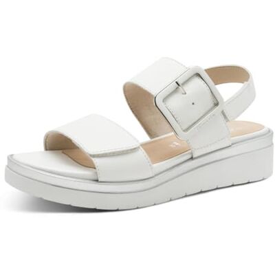 Tamaris Comfort Sandales Plates Femme Cuir avec Boucle, White/Silver, 38 EU - Publicité Tamaris Comfort Sandales Plates Femme Cuir avec Boucle, White/Silver, 38 EU - Publicité
