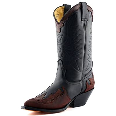 GRINDERS Hommes Arizona Haute Noir Bourgogne Style Biker Cowboy Bottes Occidentaux Western Bottes en Cuir (EU 45) - Publicité GRINDERS Hommes Arizona Haute Noir Bourgogne Style Biker Cowboy Bottes Occidentaux Western Bottes en Cuir (EU 45) - Publicité