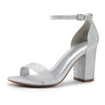 DREAM PAIRS Chaussures pour femme avec talon bloc, bout ouvert, sangle de cheville, 8,9 cm, pour fêtes, rendez-vous et mariages, argent, 41 EU - Publicité DREAM PAIRS Chaussures pour femme avec talon bloc, bout ouvert, sangle de cheville, 8,9 cm, pour fêtes, rendez-vous et mariages, argent, 41 EU - Publicité