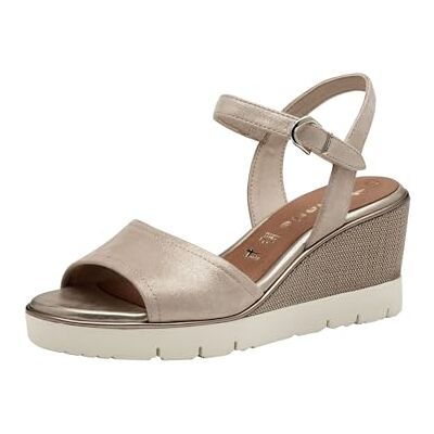 Tamaris 28360 44 179 Champagne Nubuck Womens Wedge Sandals EU 39 Champagne - Publicité Tamaris 28360 44 179 Champagne Nubuck Womens Wedge Sandals EU 39 Champagne - Publicité