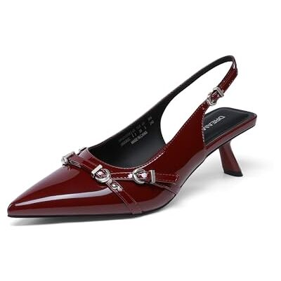 DREAM PAIRS Femmes Escarpins à petits talons avec bride arrière, bout pointu, confortables, chaussures de soirée élégantes pour mariage, fête, décontractées, bordeaux, 36 EU - Publicité DREAM PAIRS Femmes Escarpins à petits talons avec bride arrière, bout pointu, confortables, chaussures de soirée élégantes pour mariage, fête, décontractées, bordeaux, 36 EU - Publicité
