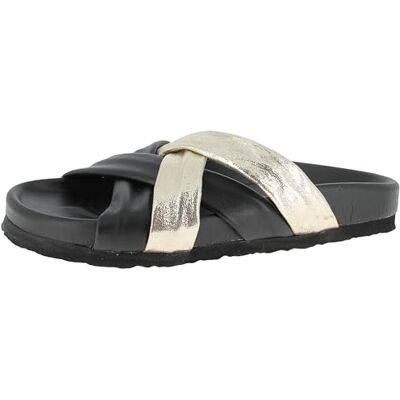 Andrea Conti Mules Plates pour Femme Noir/doré Taille 38 EU, Noir/Or, 38 EU - Publicité Andrea Conti Mules Plates pour Femme Noir/doré Taille 38 EU, Noir/Or, 38 EU - Publicité